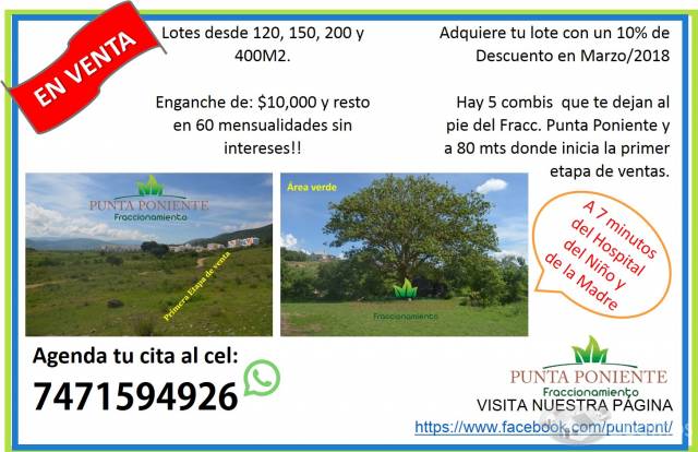 Terrenos en facilidades de pago sin intereses