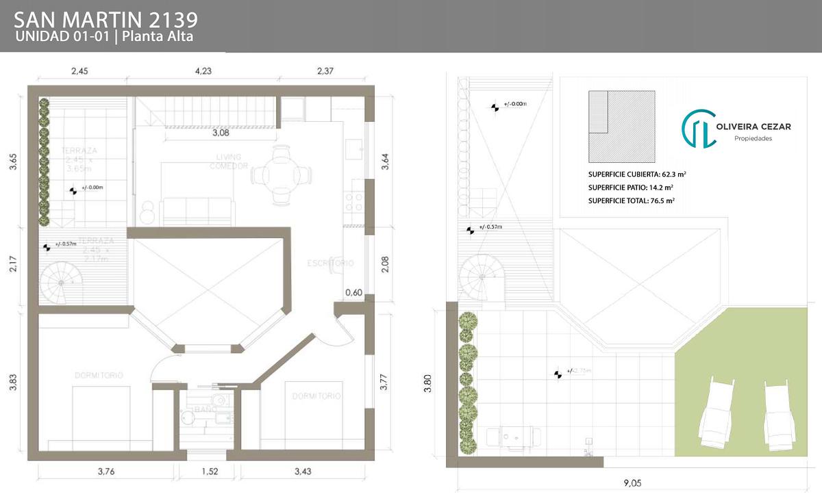 San Martin 2139 P. Alta - Casa 2 dormitorios con terraza exclusiva y parrillero  - Abasto