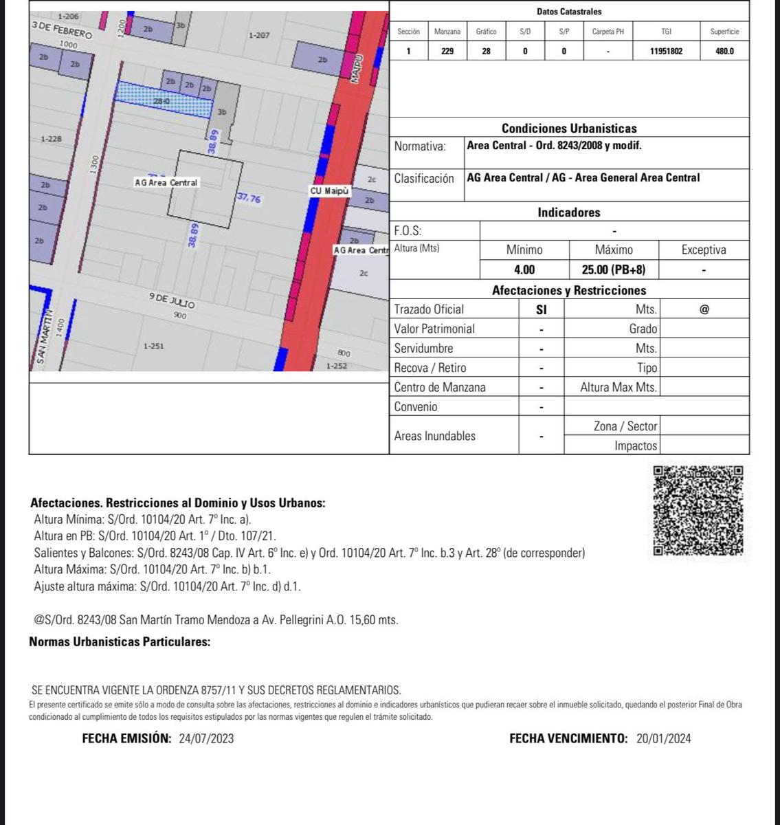 Terreno a la venta en San Martin al 1300. Ideal para constructoras. Acepta permuta en gran parte