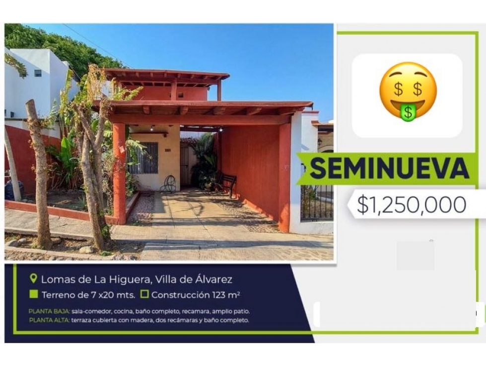 CASA EN VENTA EN LOMAS DE LA HIGUERA VILLA DE ALVAREZ COLIMA