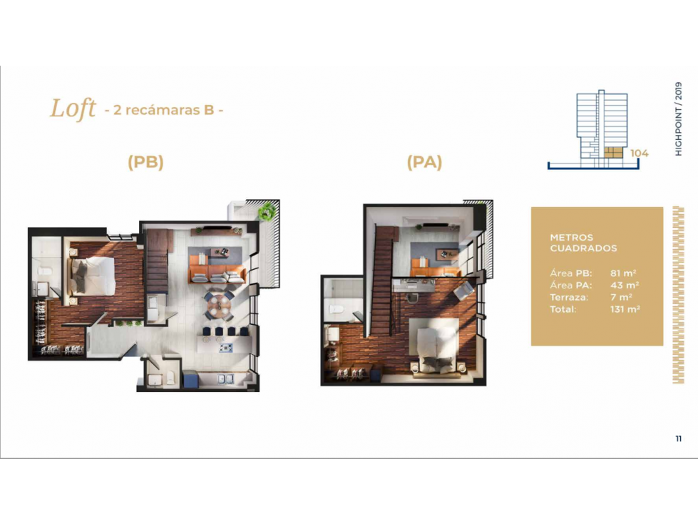 DEPARTAMENTOS EN VENTA EN HIGHPOINT LA CACHO DE 134.05 M2