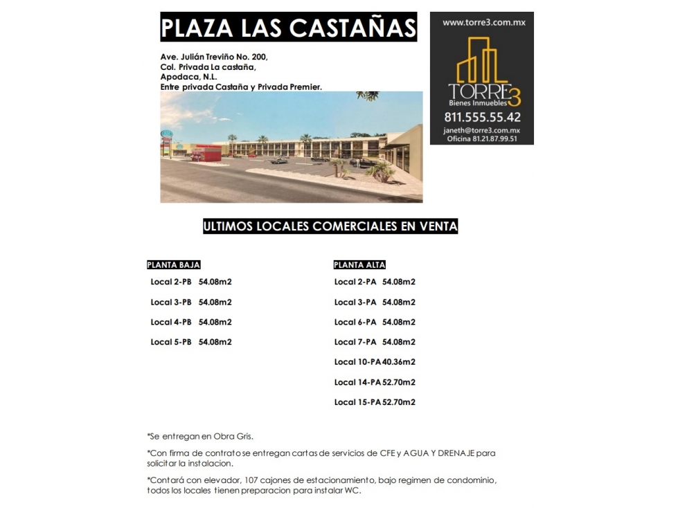 PLAZA LAS CASTAÑAS - Últimos Locales Venta!!!